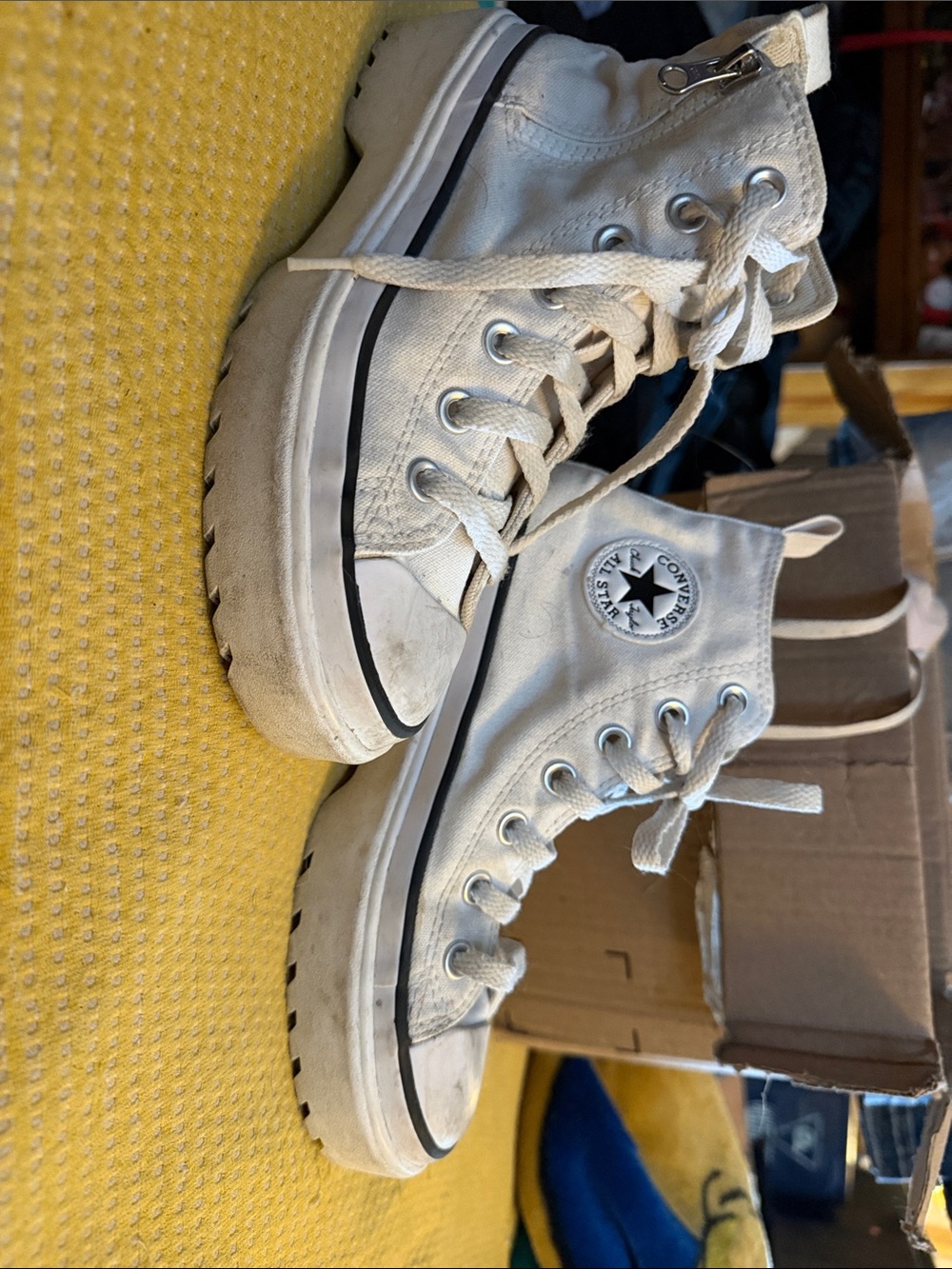 Converse Kids White High-Top Platform Sneakers